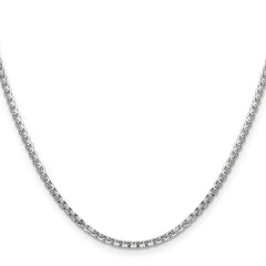 14K White Gold 30 inch 2.45mm Semi-Solid Round Box with Lobster Clasp Chain