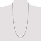 14K White Gold 30 inch 2.45mm Semi-Solid Round Box with Lobster Clasp Chain