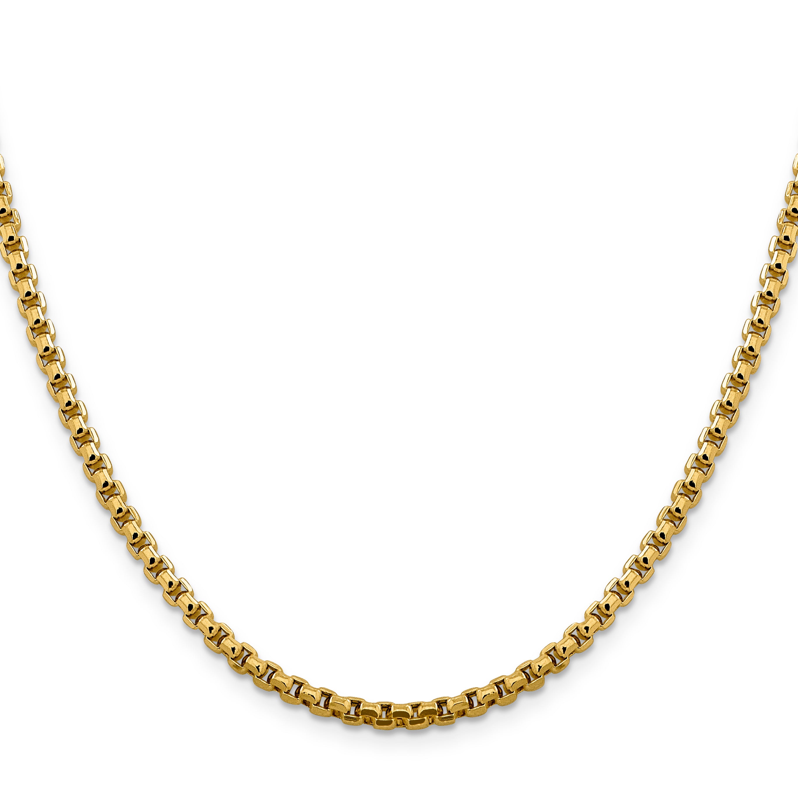 14K 30 inch 3.6mm Semi-Solid Round Box with Lobster Clasp Chain