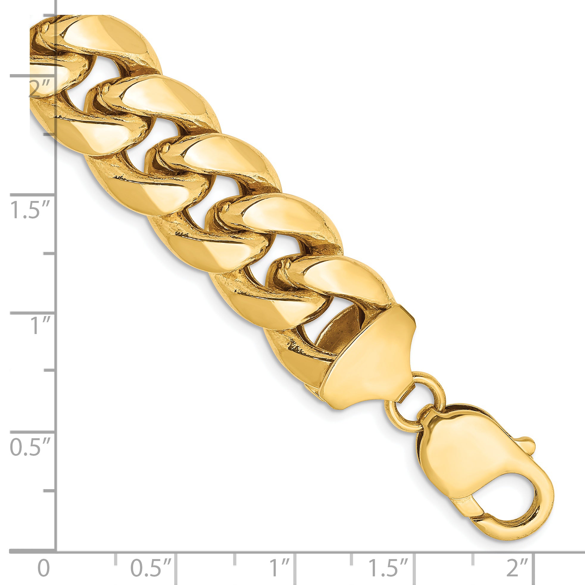 14K Yellow Gold Cuban Chain Necklace 13.2mm