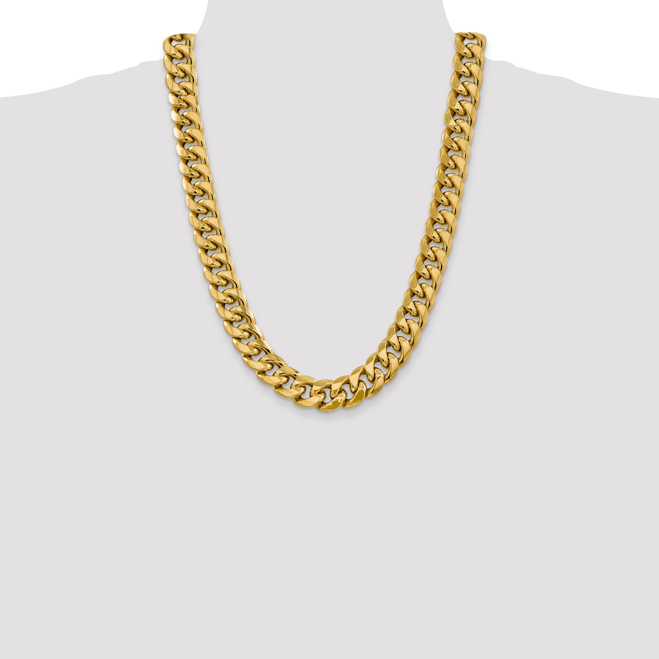 14K 24 inch 15mm Semi-Solid Miami Cuban with Lobster Clasp Chain