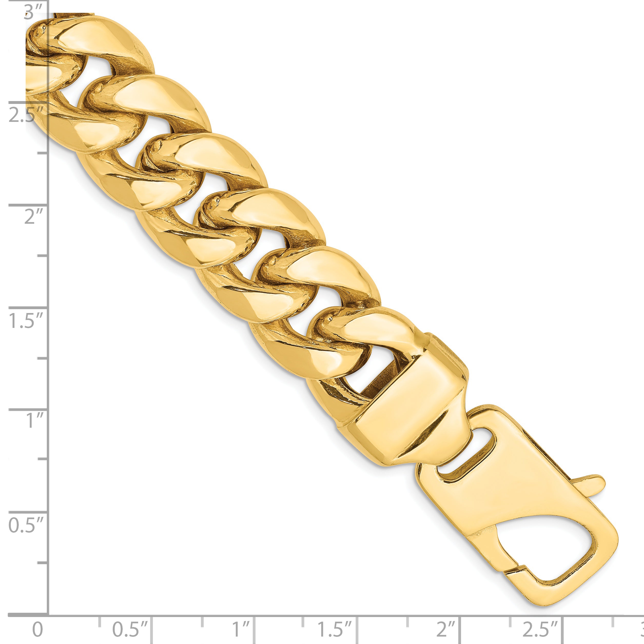 14K 9 inch 15mm Semi-Solid Miami Cuban with Lobster Clasp Chain