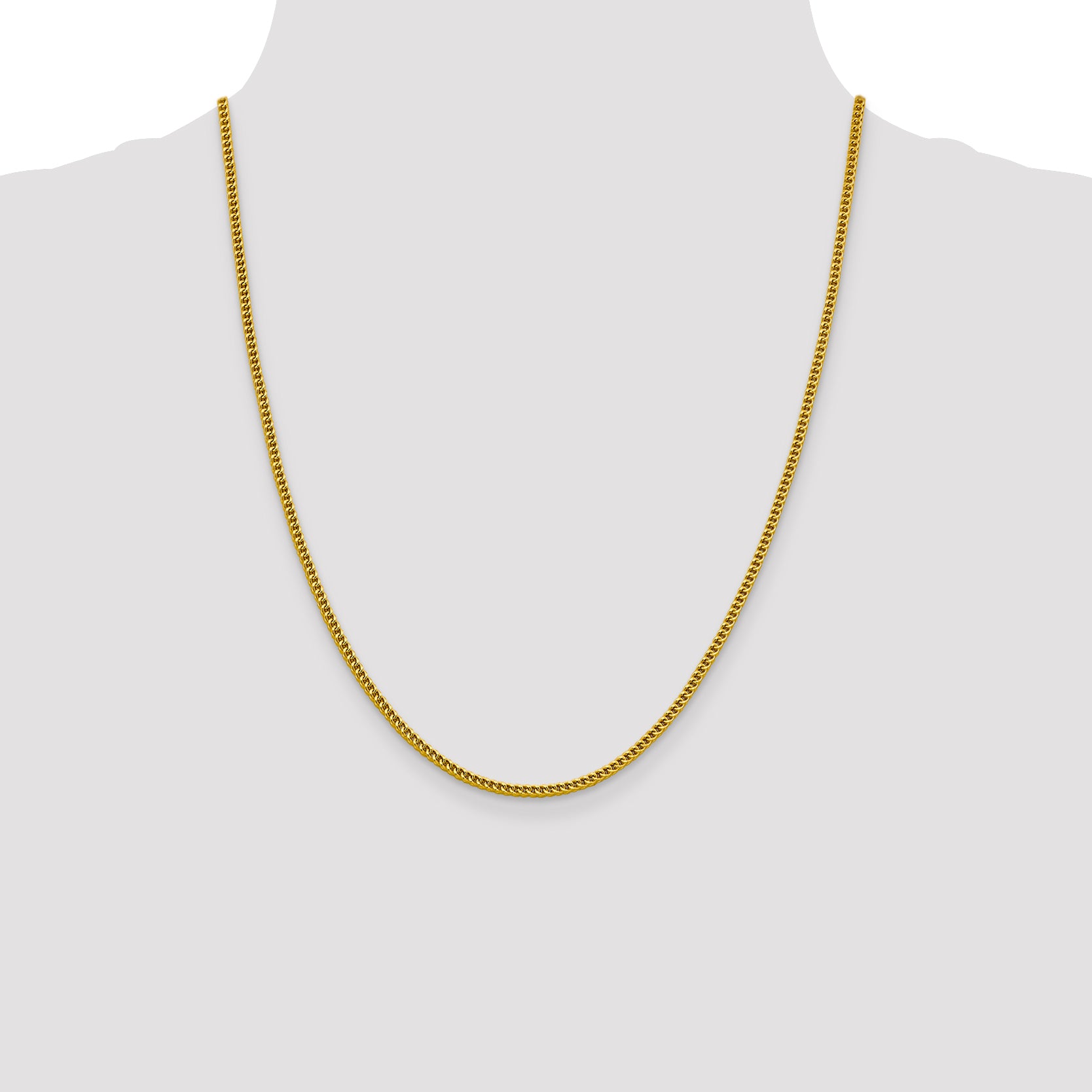 14K 22 inch 2.2mm Semi-Solid Franco with Lobster Clasp Chain