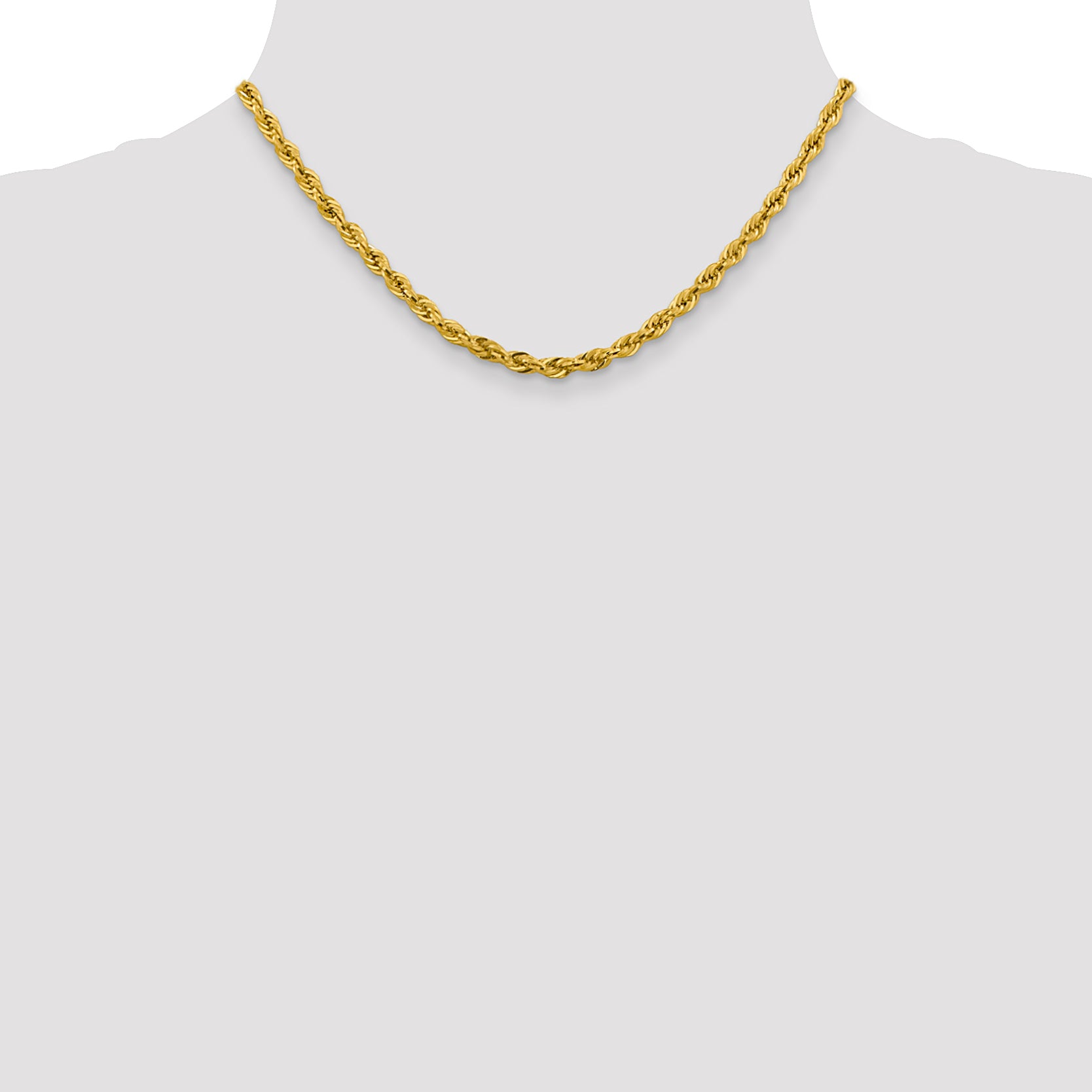 14K 16 inch 4.25mm Semi Solid Rope with Lobster Clasp Chain