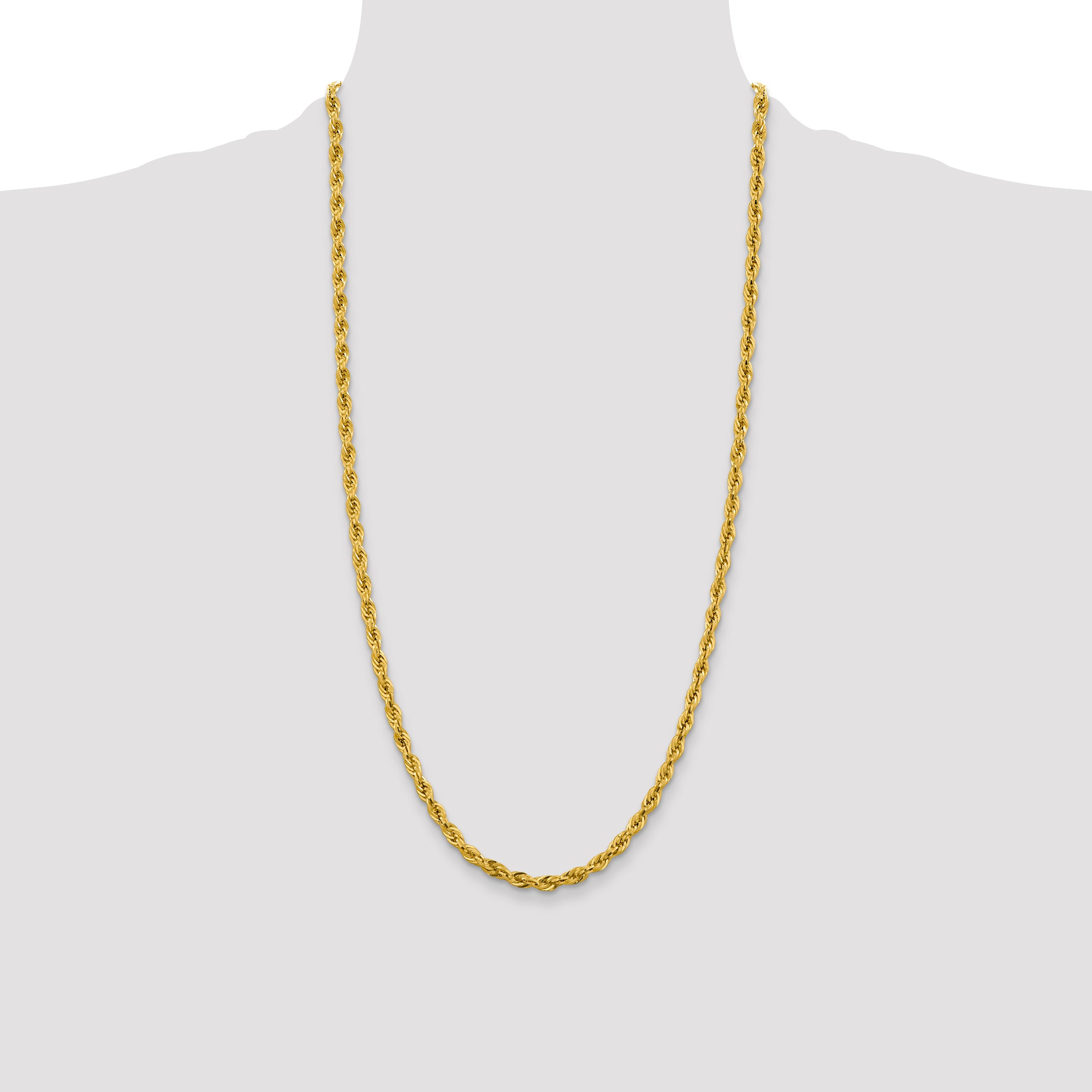 14K 28 inch 4.25mm Semi Solid Rope with Lobster Clasp Chain