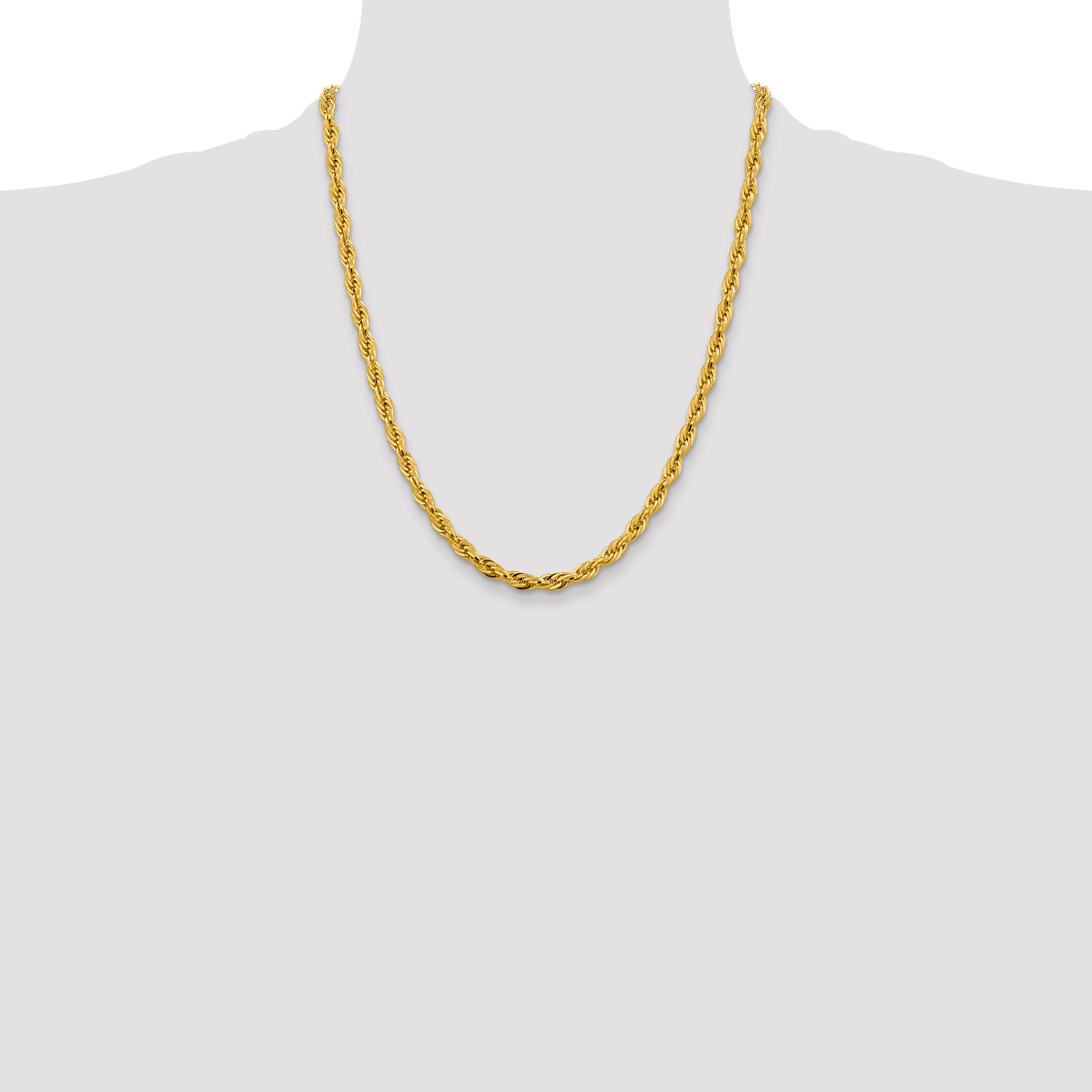 14K 22 inch 4.75mm Semi Solid Rope with Lobster Clasp Chain