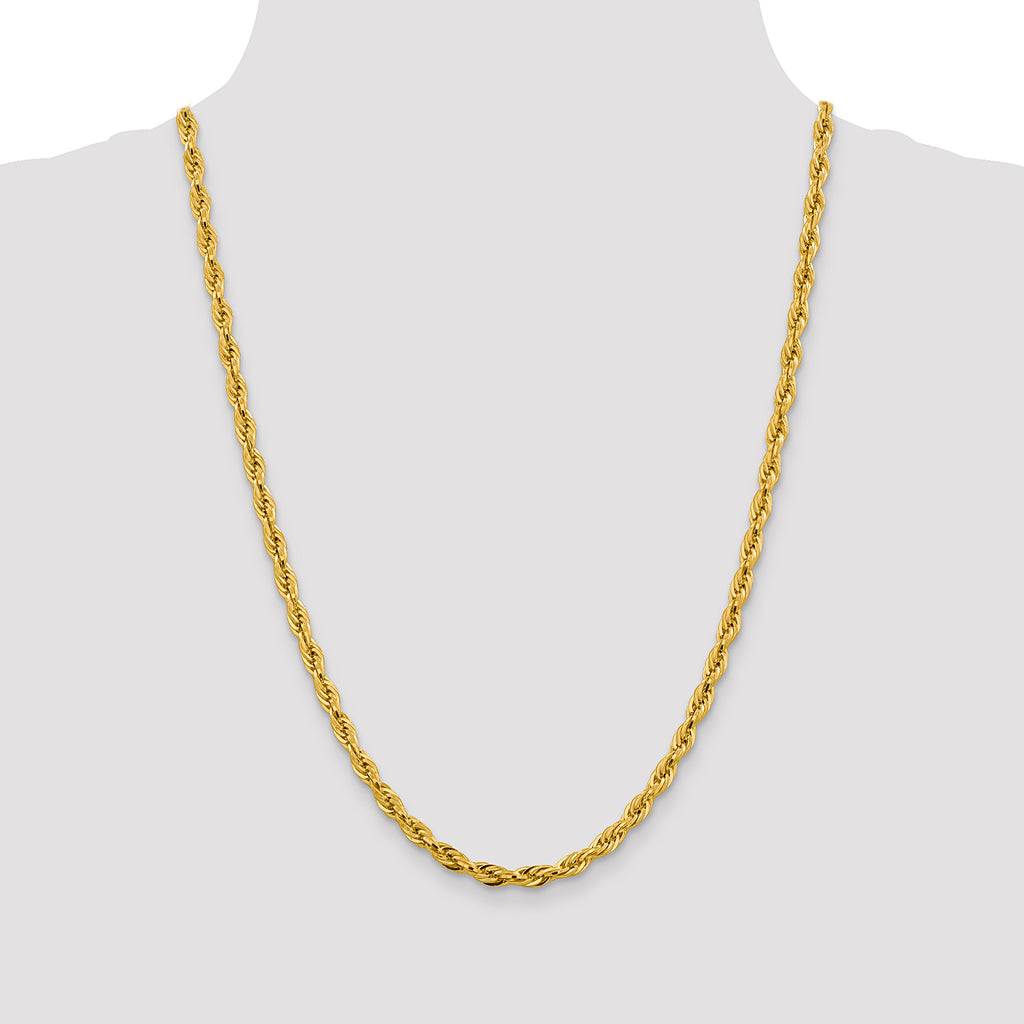 14K 24 inch 4.75mm Semi Solid Rope with Lobster Clasp Chain