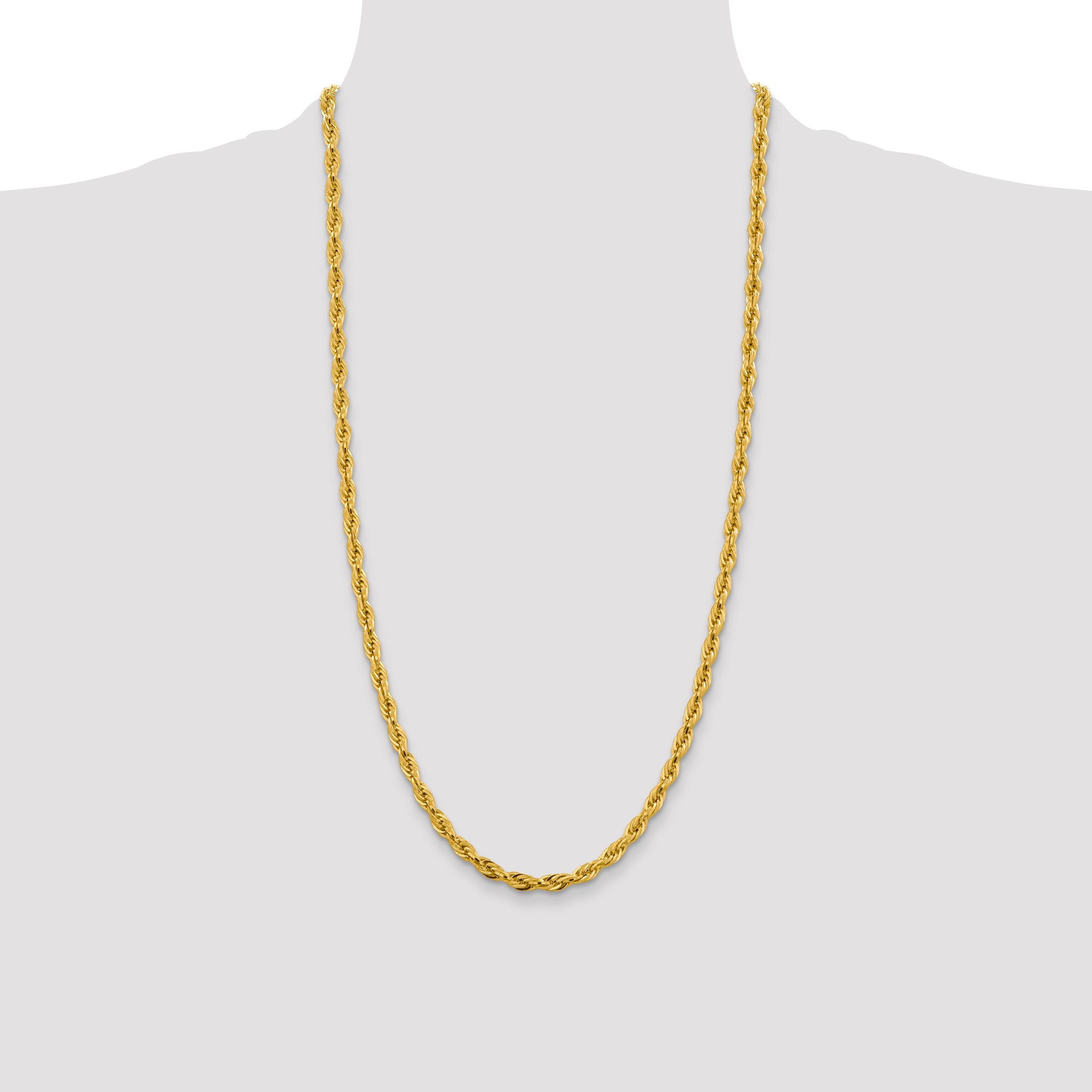 14K 28 inch 4.75mm Semi Solid Rope with Lobster Clasp Chain
