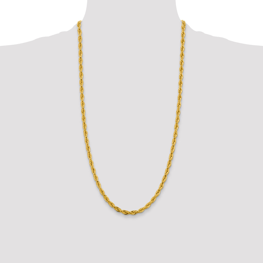 14K 28 inch 4.75mm Semi Solid Rope with Lobster Clasp Chain