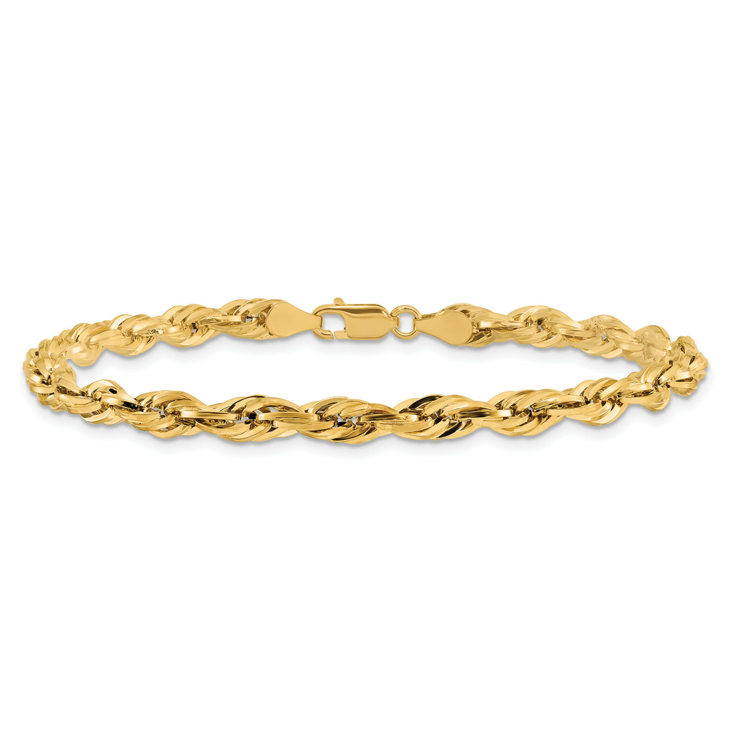 14K 7 inch 4.75mm Semi Solid Rope with Lobster Clasp Chain