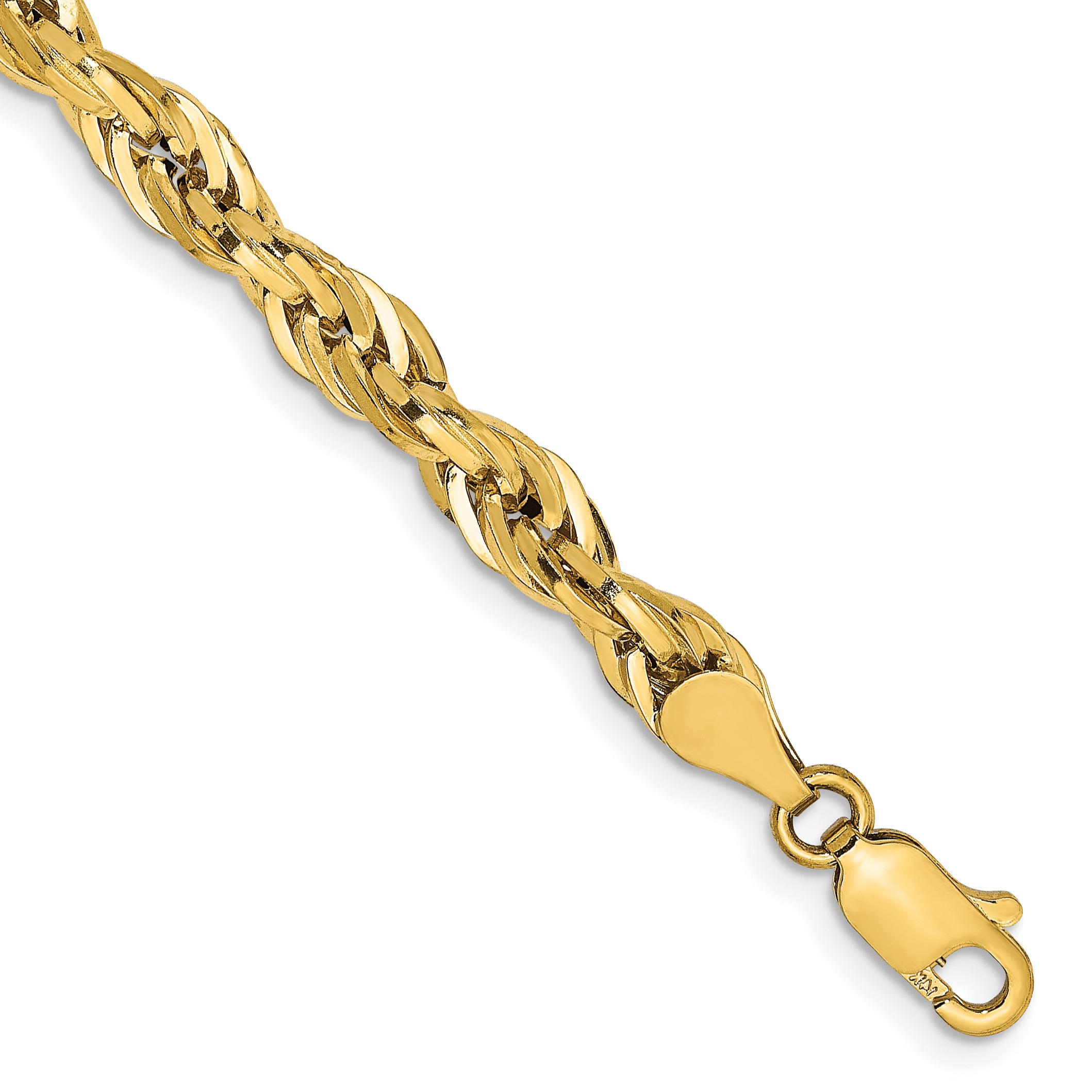 14K 7 inch 4.75mm Semi Solid Rope with Lobster Clasp Chain Main image