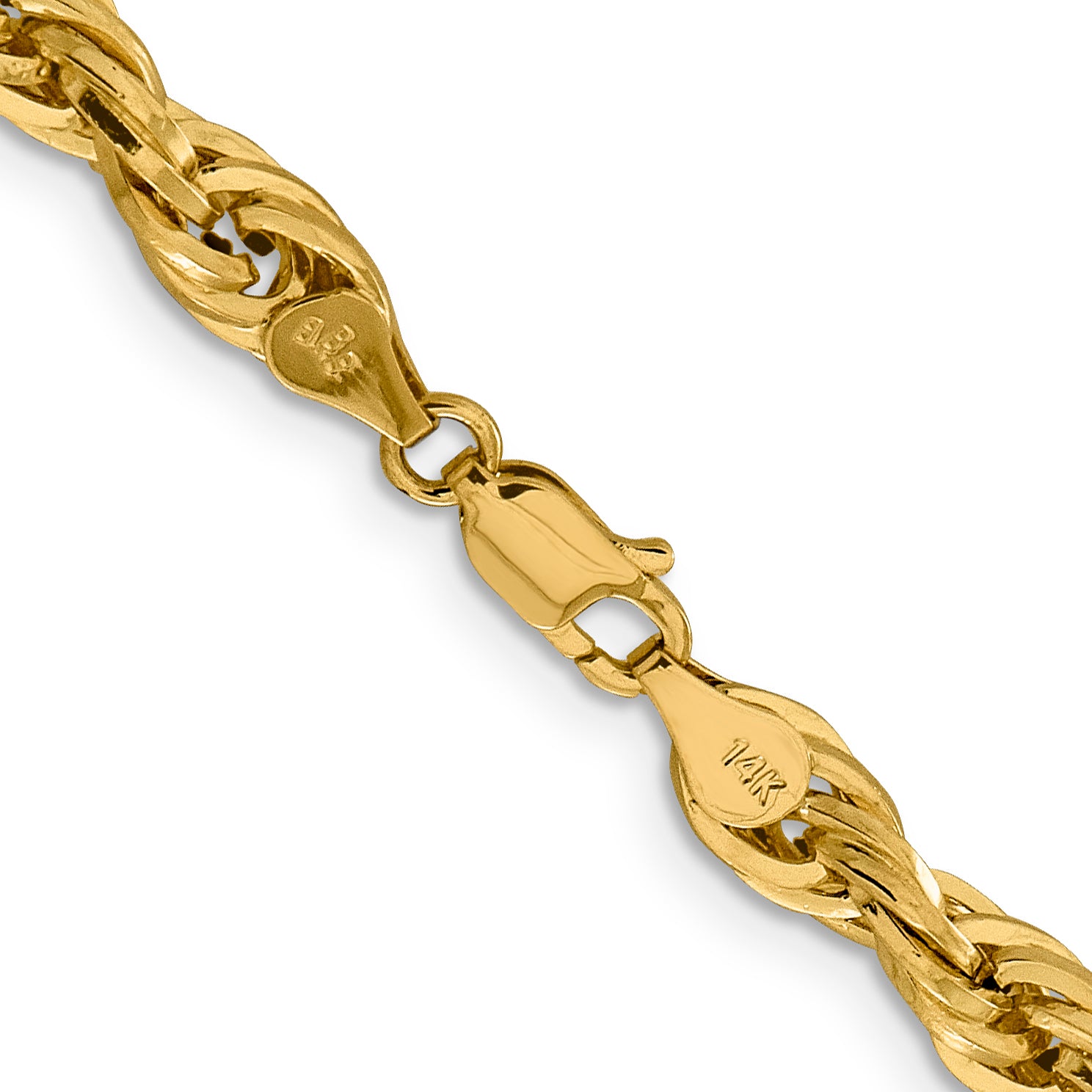 14K 28 inch 5.4mm Semi Solid Rope with Lobster Clasp Chain