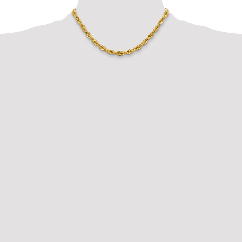 14K 16 inch 5.4mm Semi Solid Rope with Lobster Clasp Chain