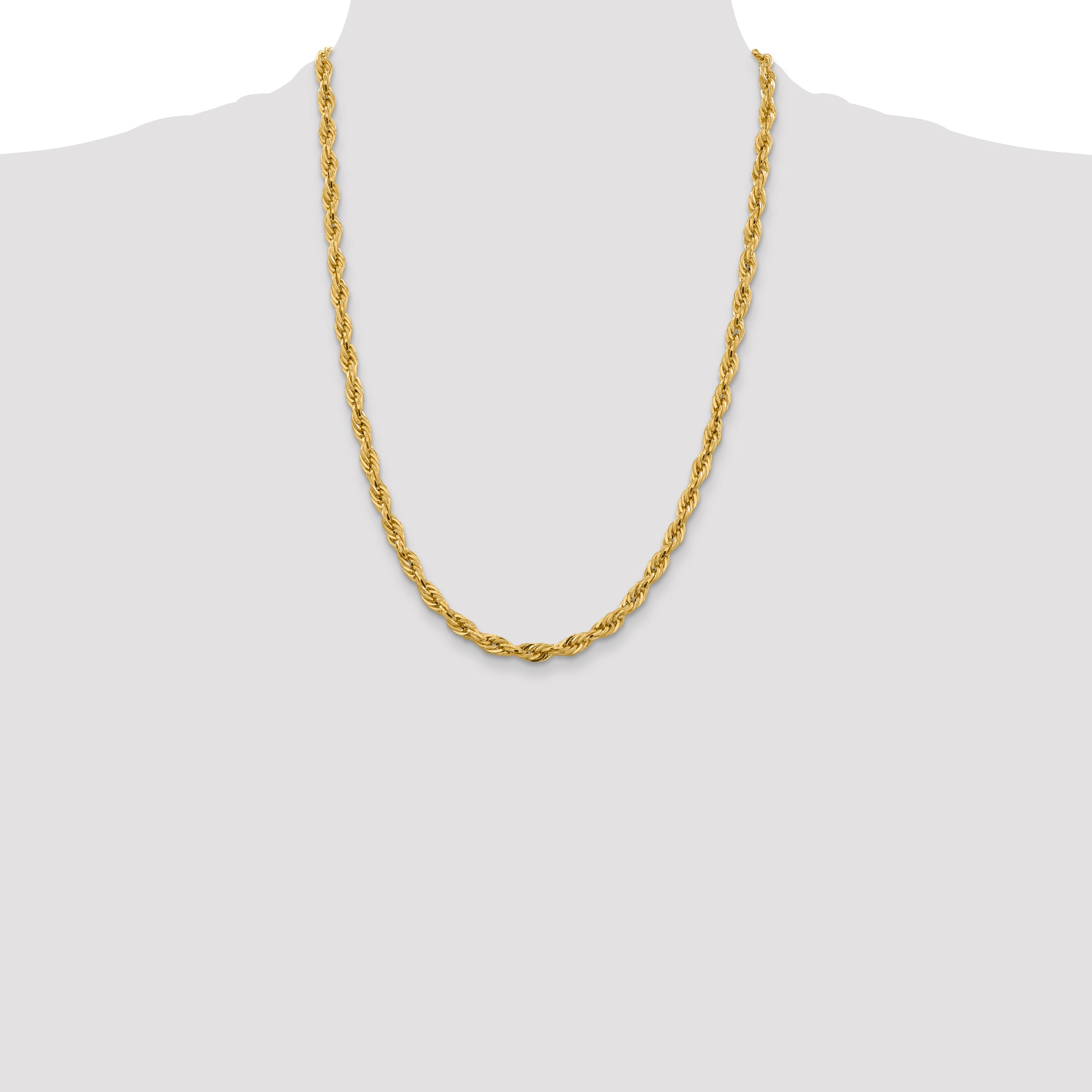 14K 24 inch 5.4mm Semi Solid Rope with Lobster Clasp Chain