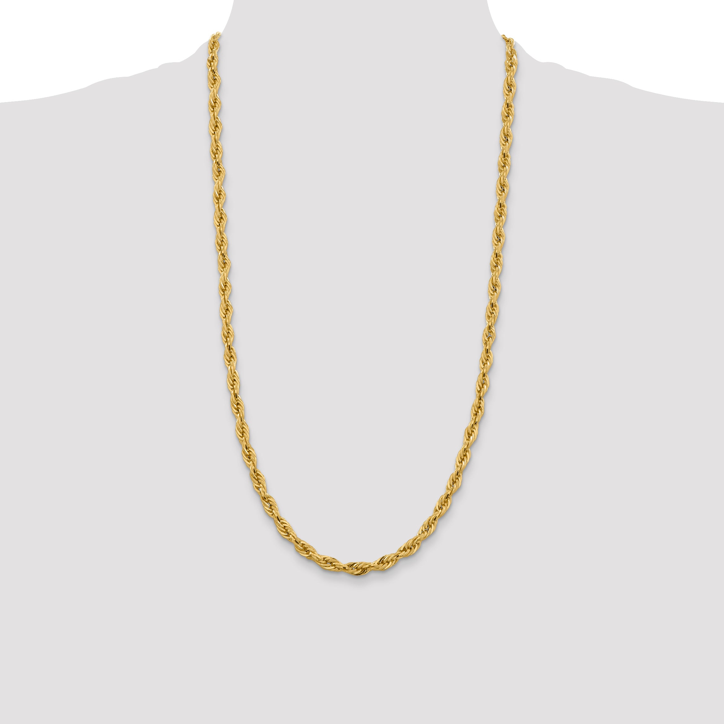 14K 28 inch 5.4mm Semi Solid Rope with Lobster Clasp Chain