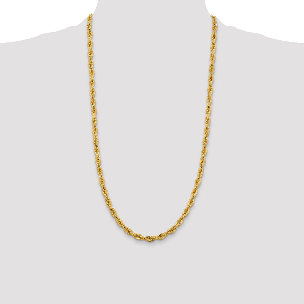 14K 28 inch 5.4mm Semi Solid Rope with Lobster Clasp Chain