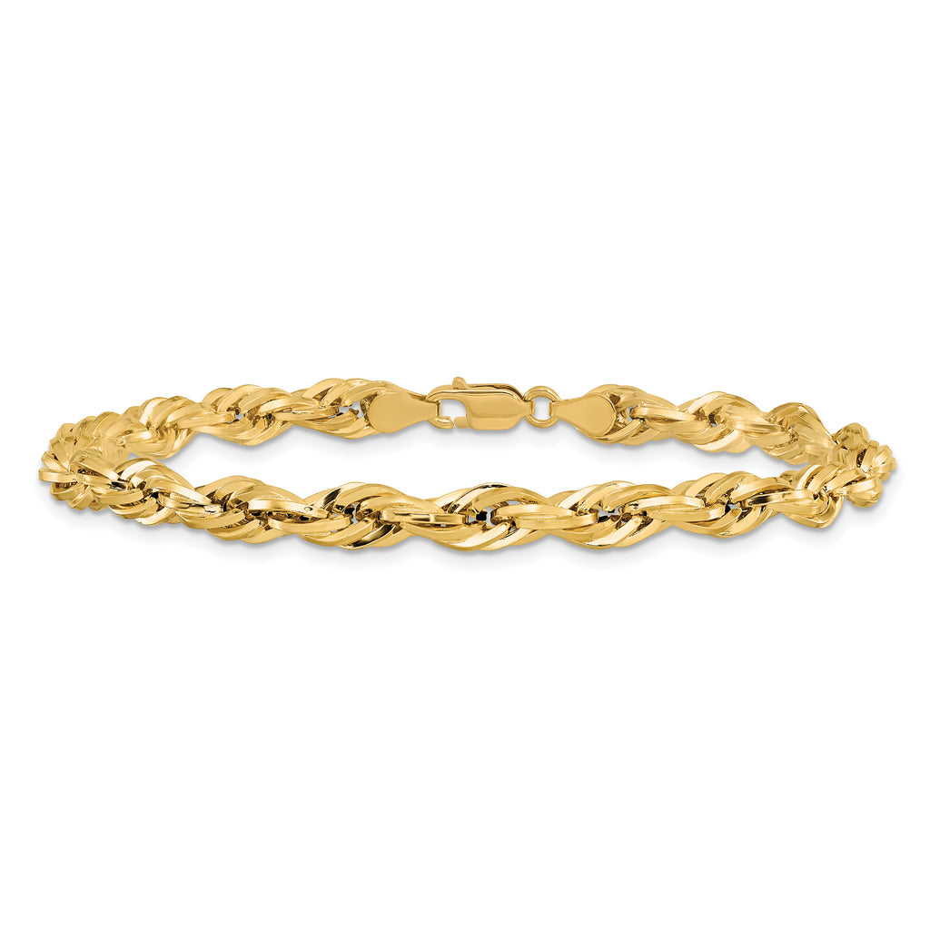 14K 7 inch 5.4mm Semi Solid Rope with Lobster Clasp Chain