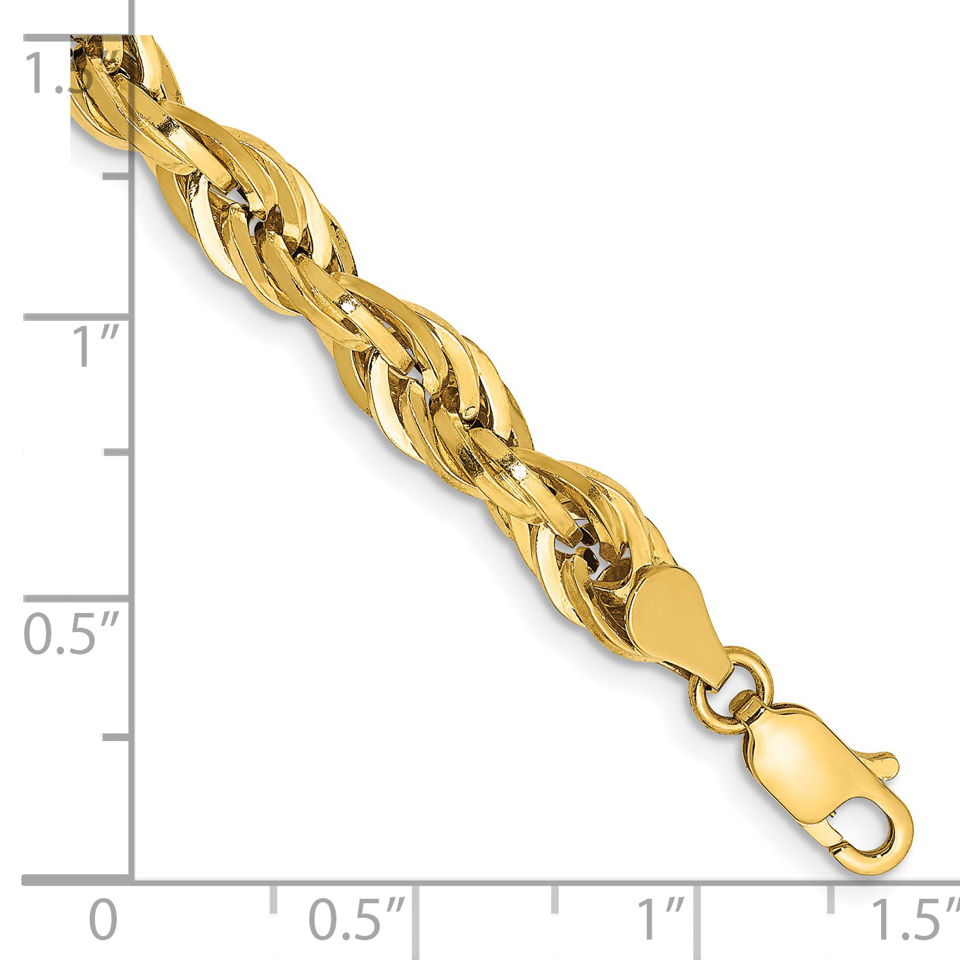 14K 8 inch 5.4mm Semi Solid Rope with Lobster Clasp Chain