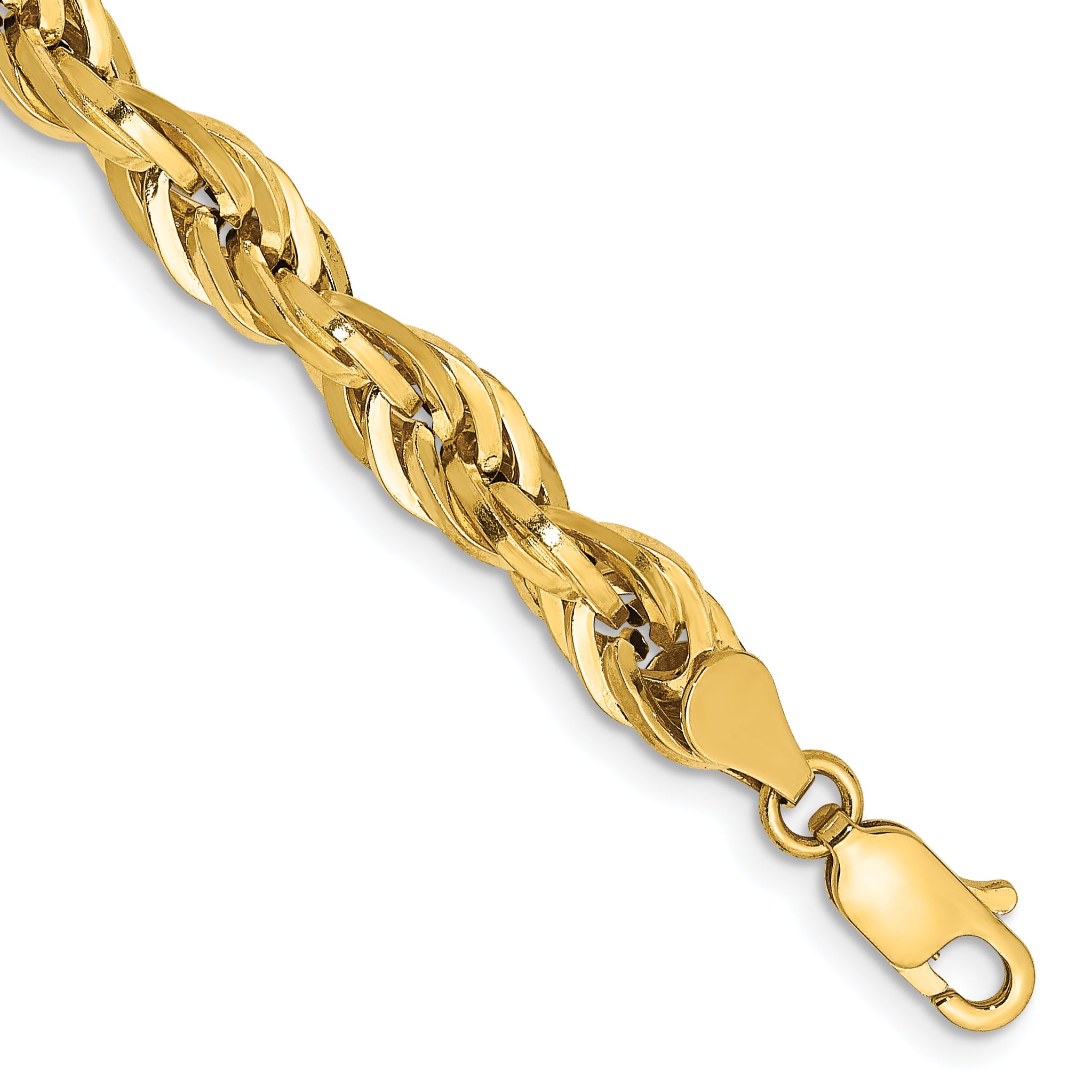 Semi-Solid Rope Chain Bracelet in 14K Yellow Gold, 5.4mm Secondary image