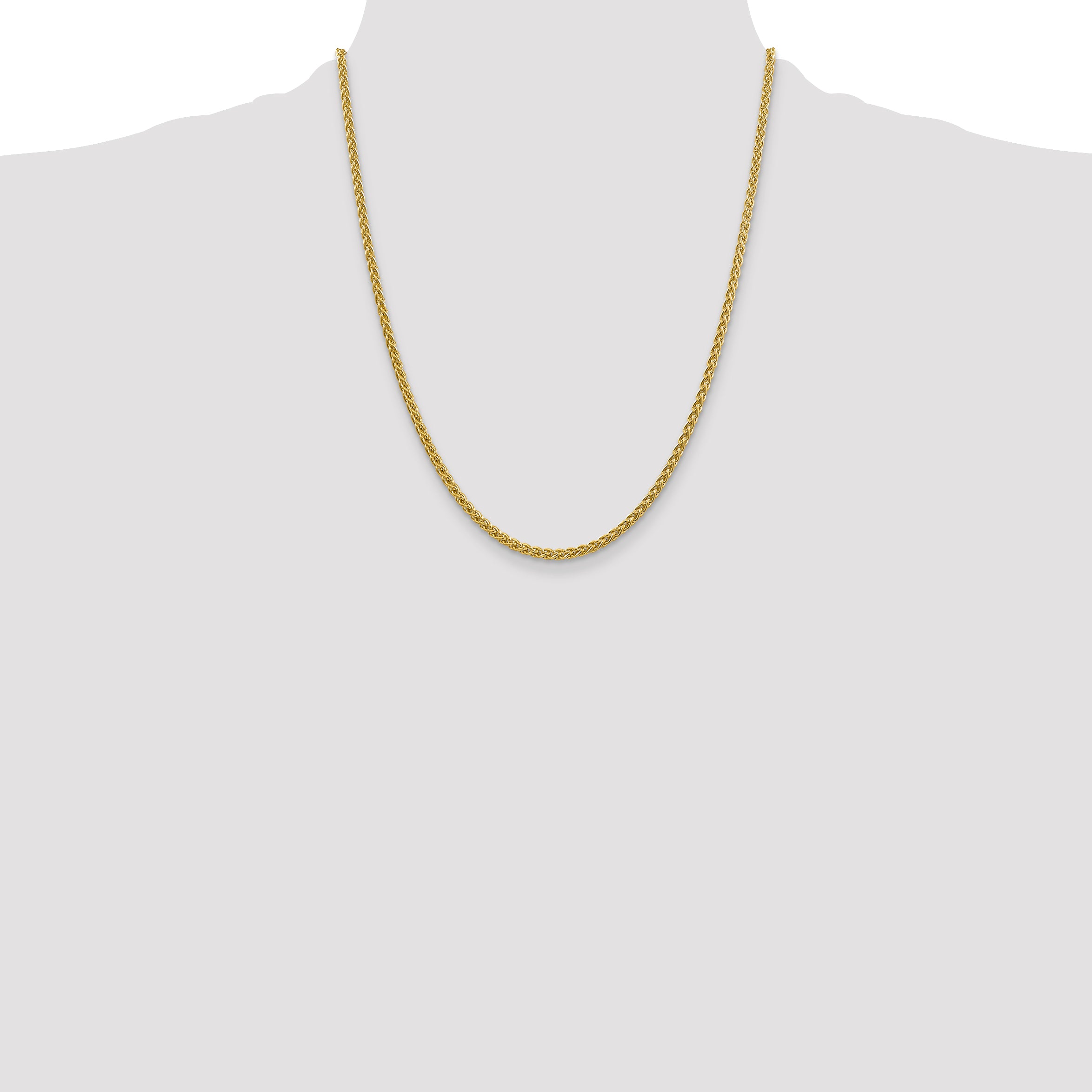 14K 22 inch 2.75mm Semi-Solid Wheat with Lobster Clasp Chain