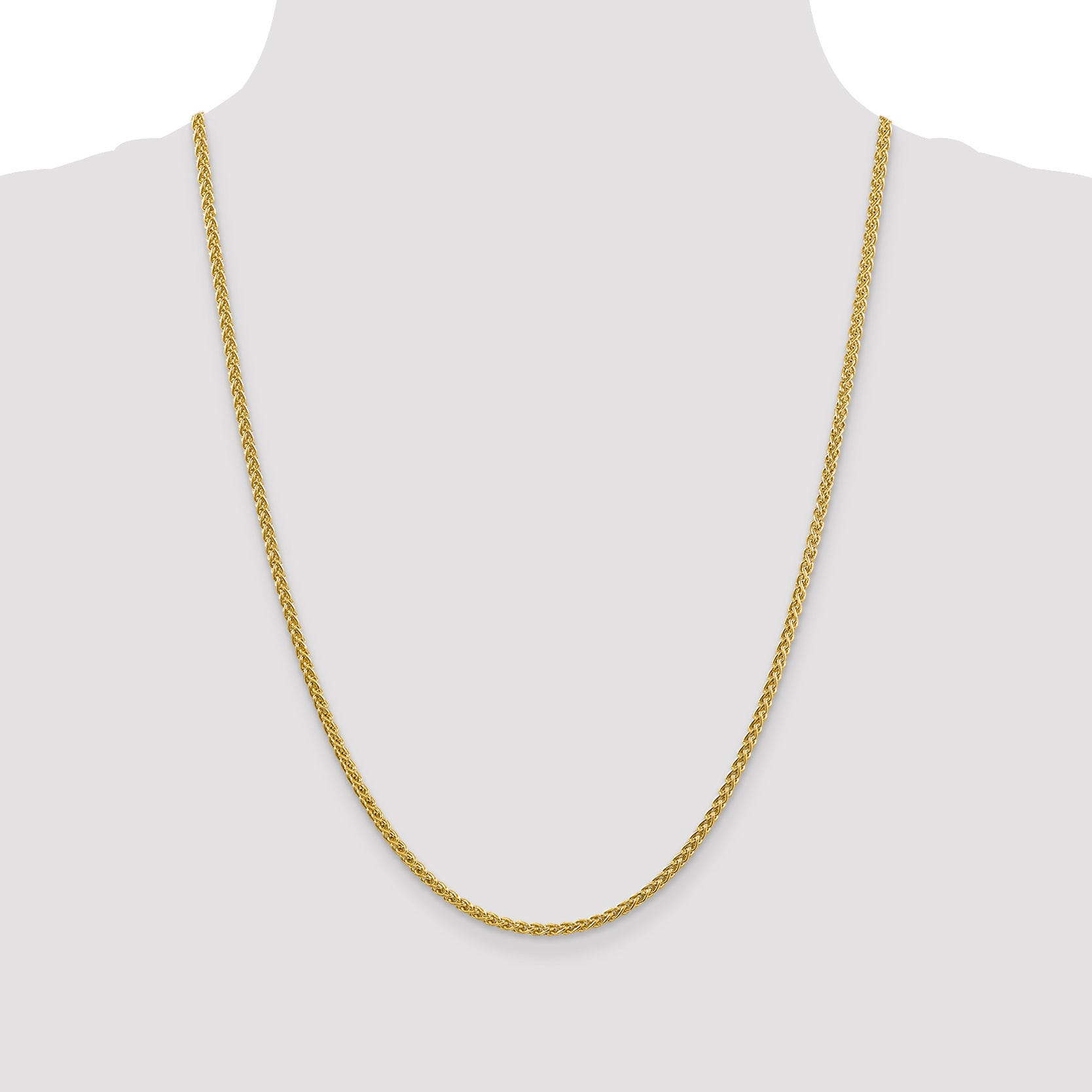 14K 24 inch 2.75mm Semi-Solid Wheat with Lobster Clasp Chain