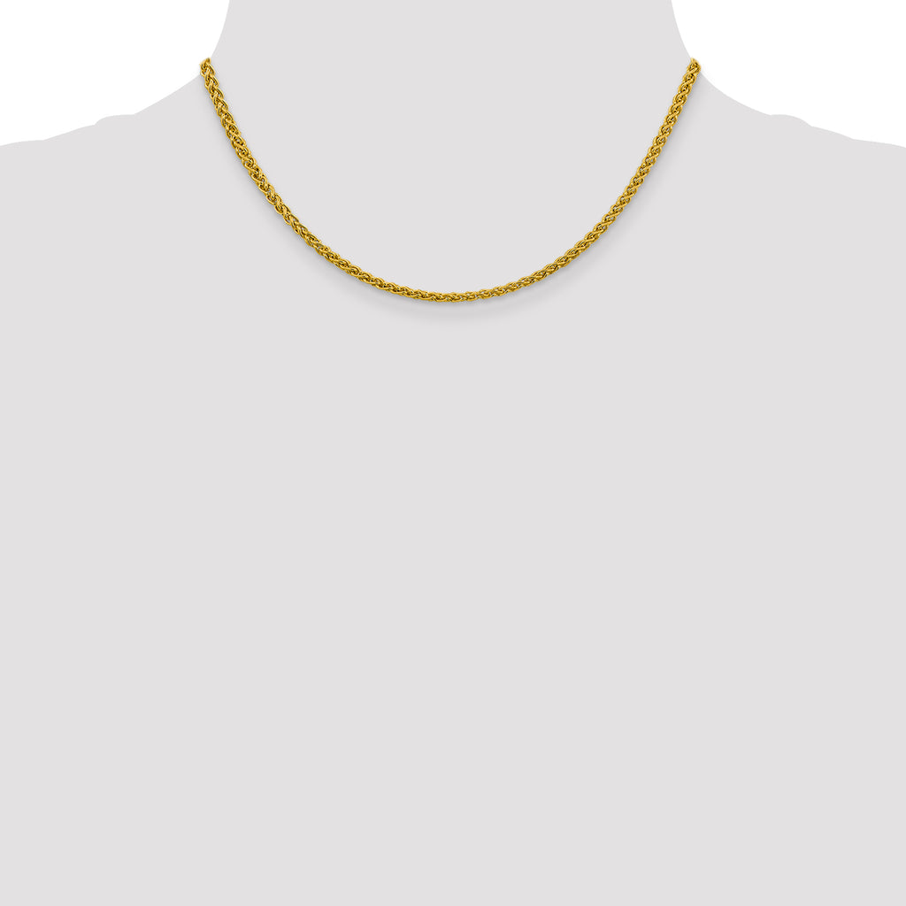 14K Yellow Gold Wheat Chain Necklace 3.45mm