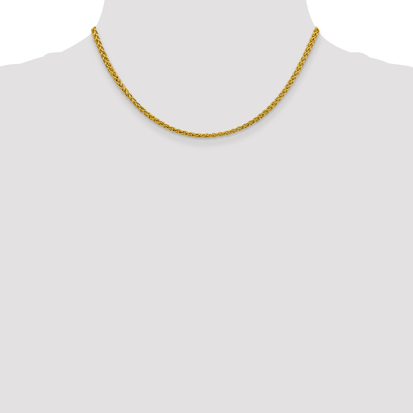 14K Yellow Gold Wheat Chain Necklace 3.45mm