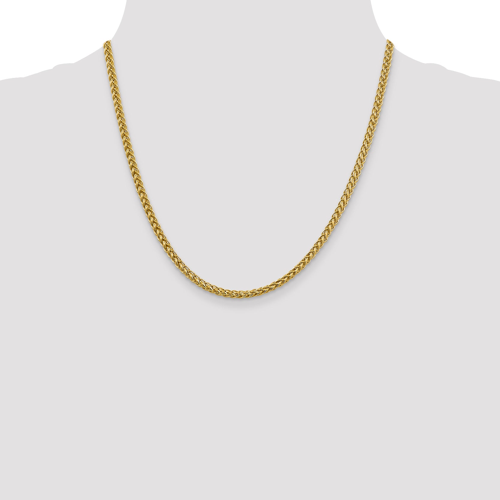 14K 18 inch 3.5mm Semi-Solid 3-Wire Wheat with Lobster Clasp Chain