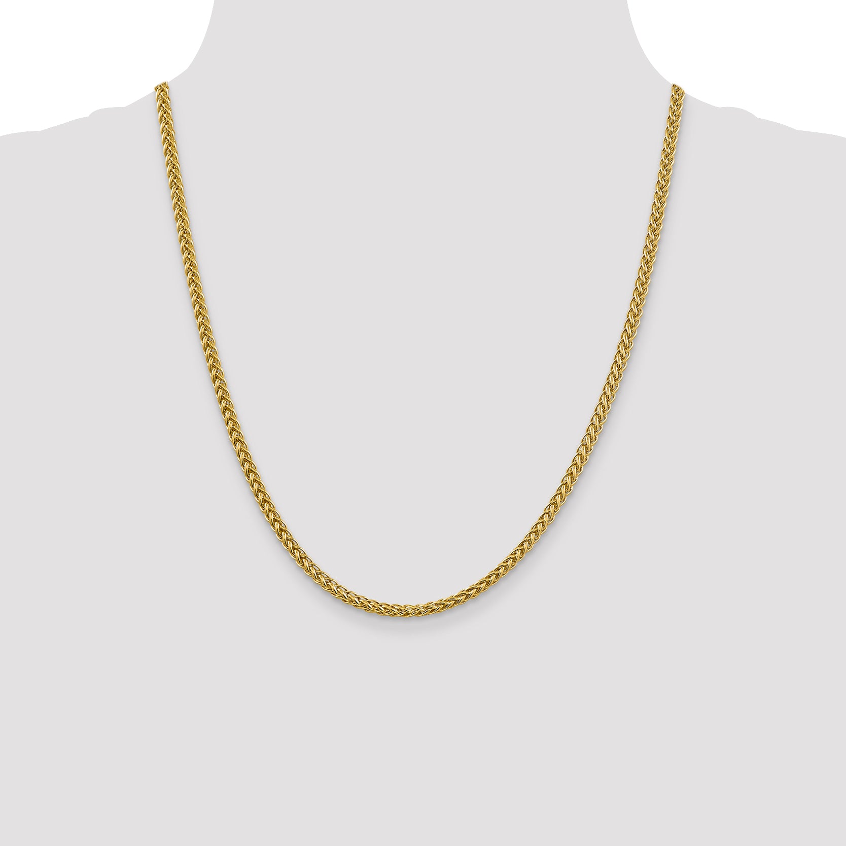 14K 20 inch 3.5mm Semi-Solid 3-Wire Wheat with Lobster Clasp Chain