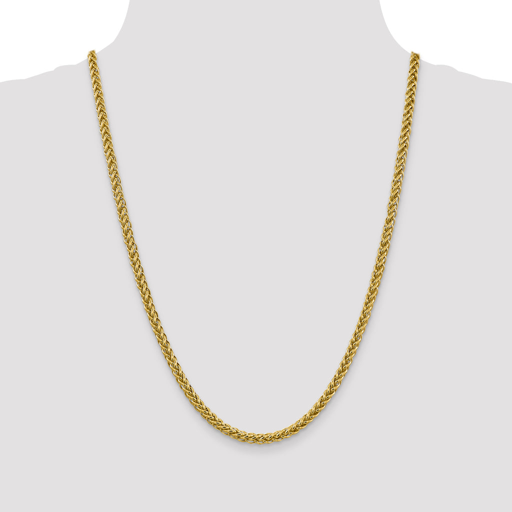 14K 24 inch 4.65mm Semi-Solid 3-Wire Wheat with Lobster Clasp Chain