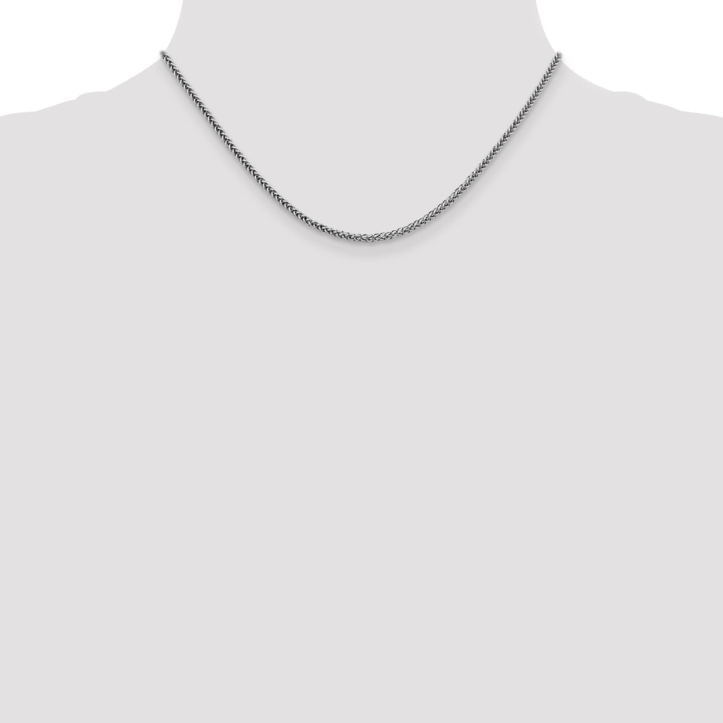 14K White Gold 16 inch 2.35mm Semi-Solid 3-Wire Wheat with Lobster Clasp Chain