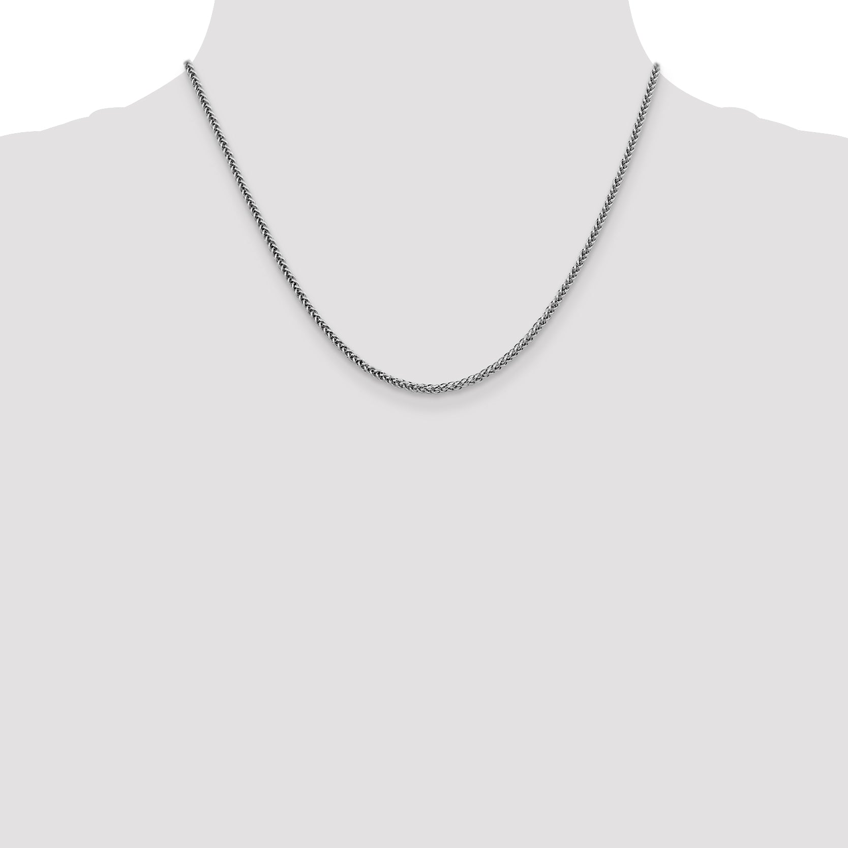 14K White Gold 18 inch 2.35mm Semi-Solid 3-Wire Wheat with Lobster Clasp Chain