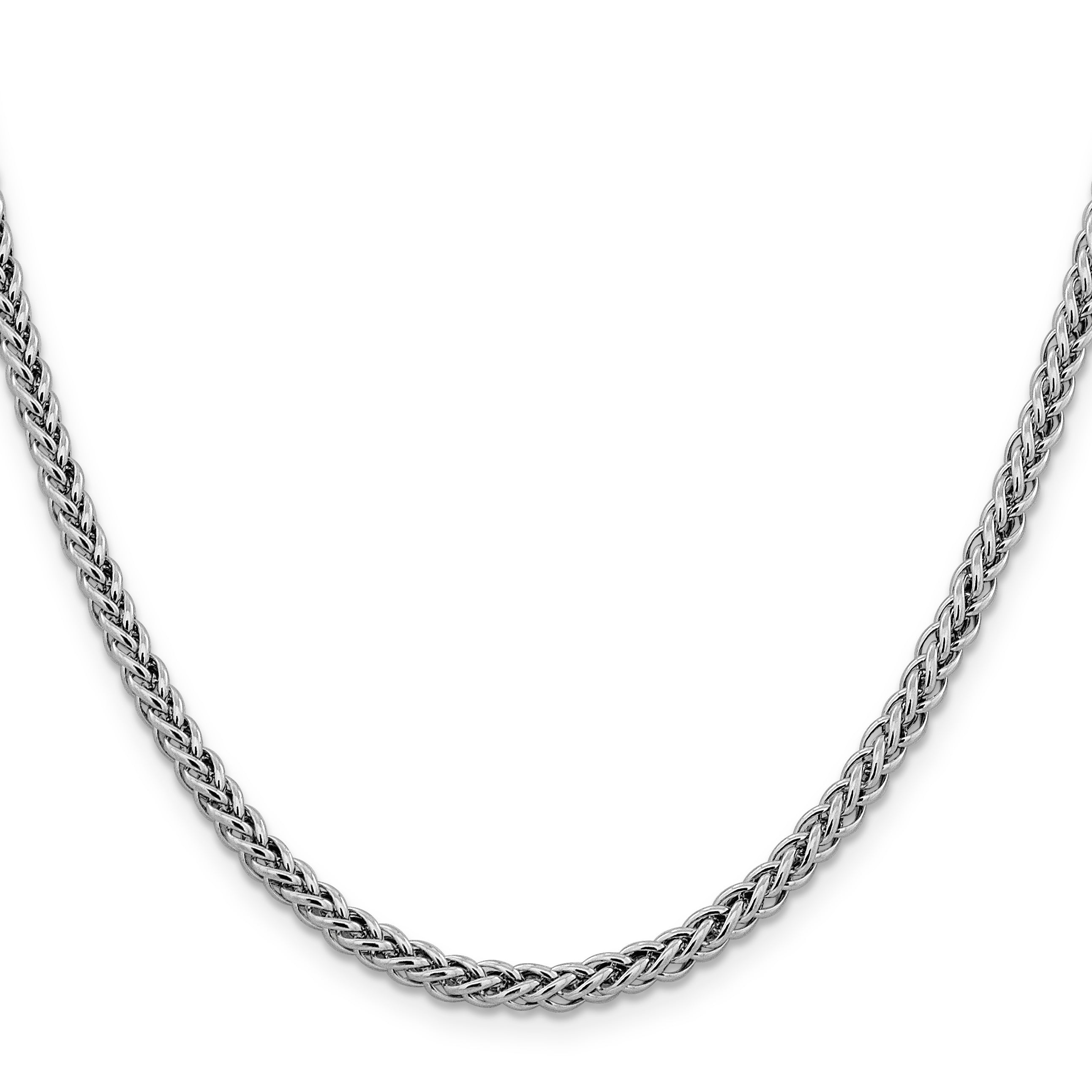 14K White Gold 18 inch 3.5mm Semi-Solid 3-Wire Wheat with Lobster Clasp Chain Secondary image