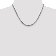 14K White Gold 18 inch 3.5mm Semi-Solid 3-Wire Wheat with Lobster Clasp Chain