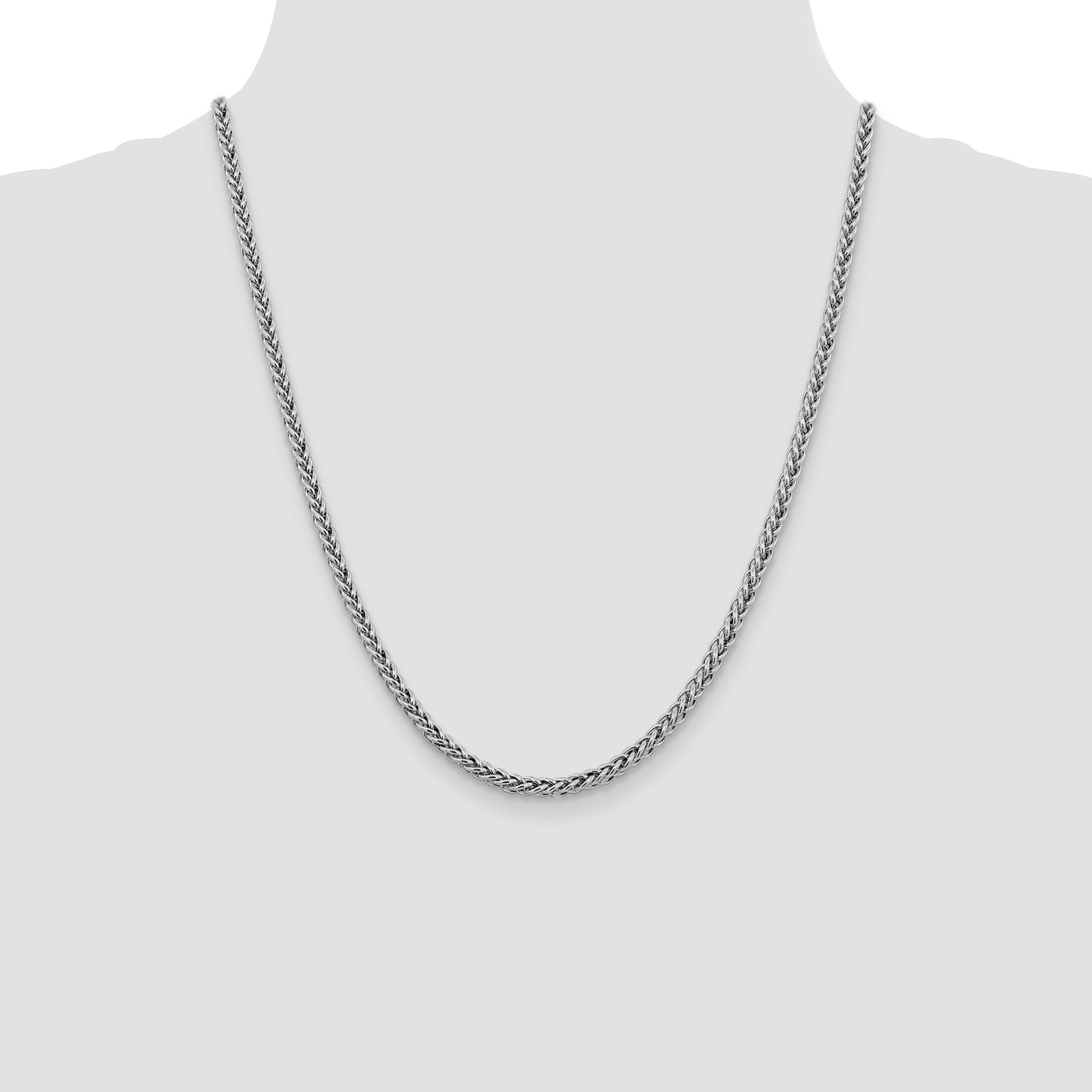 14K White Gold 20 inch 4.3mm Semi-Solid 3-Wire Wheat with Lobster Clasp Chain