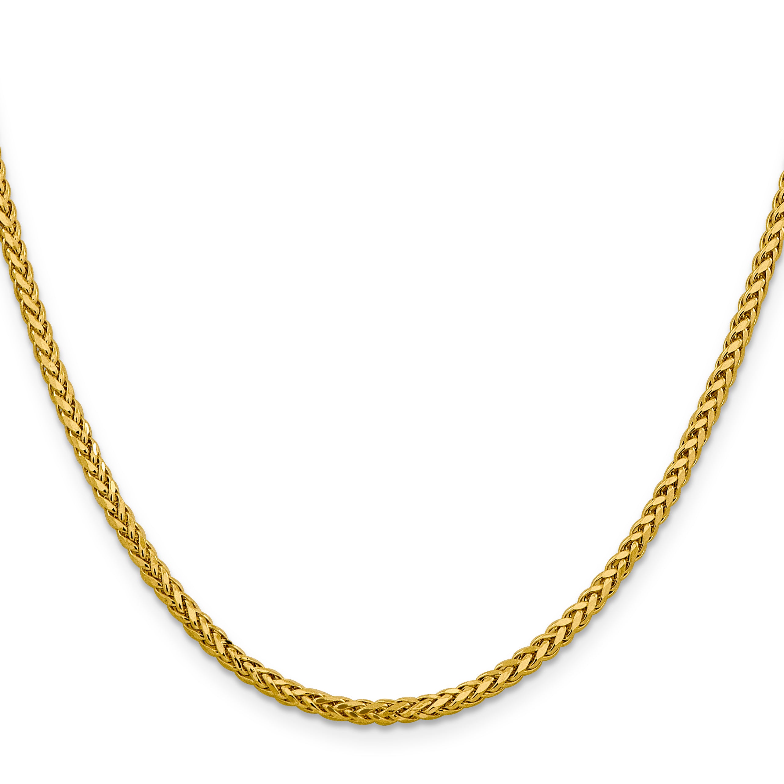 14K 16 inch 2.5mm Semi-Solid Diamond-cut Wheat with Lobster Clasp Chain Secondary image