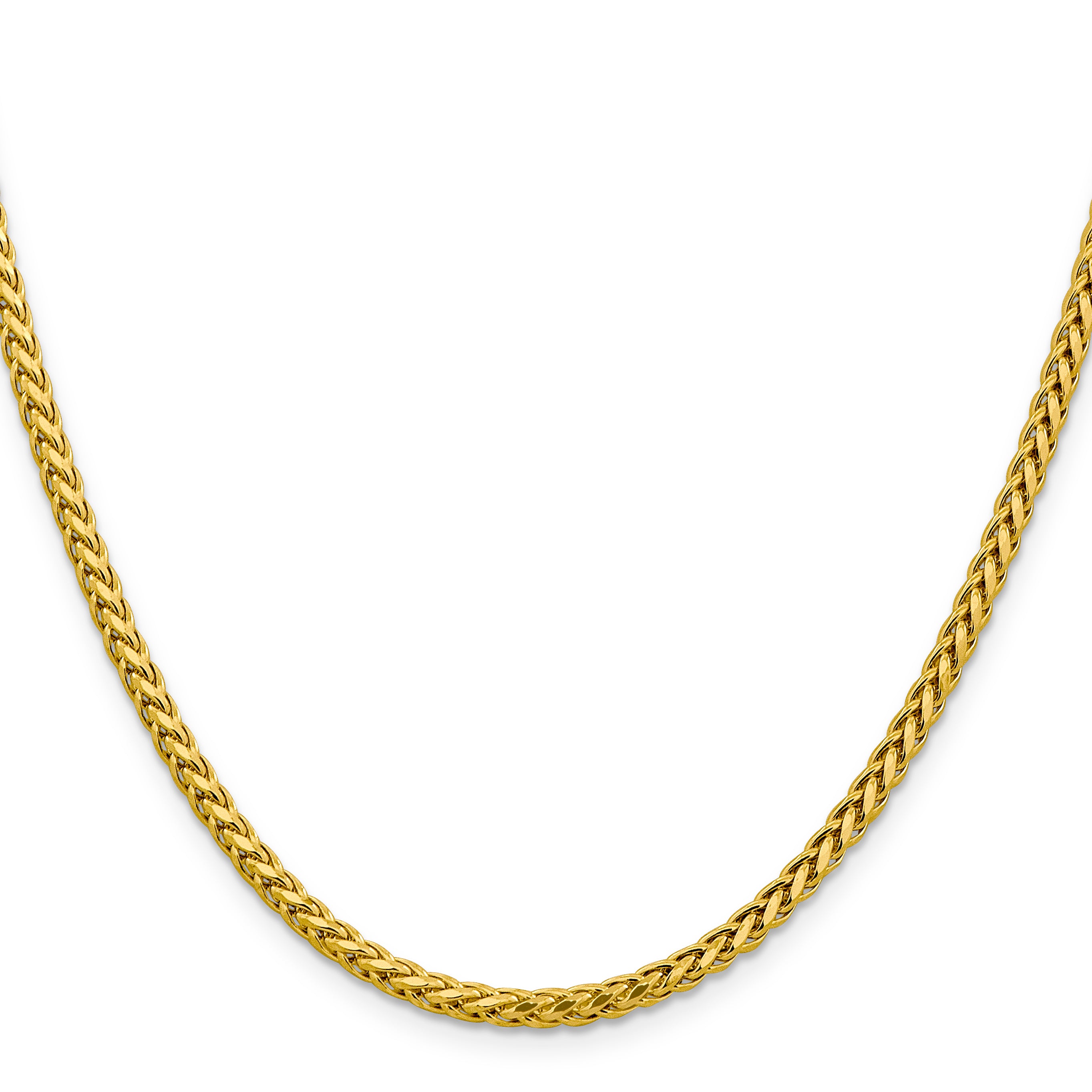 14K Yellow Gold Diamond-Cut Wheat Chain Necklace 3.1mm