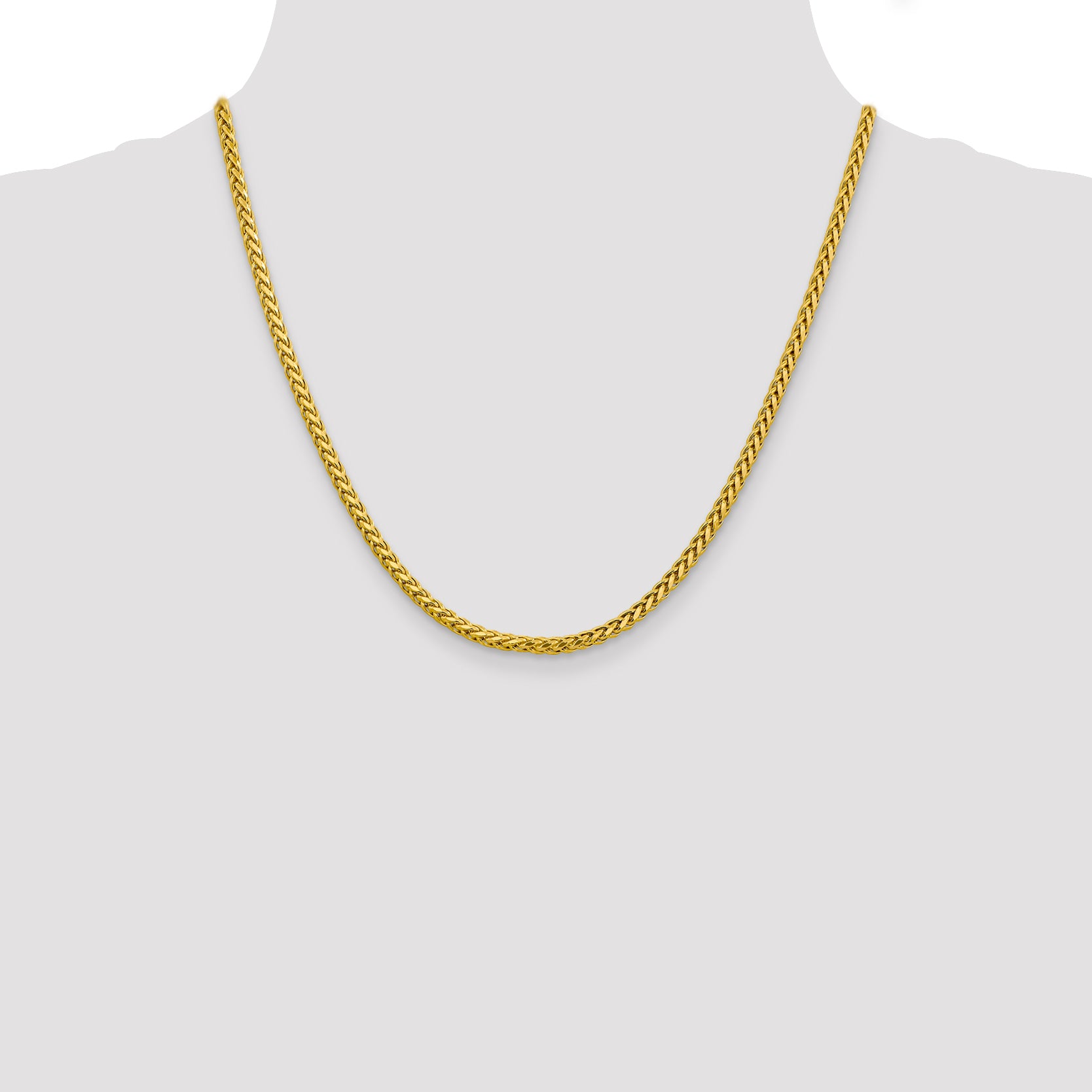 14K Yellow Gold Diamond-Cut Wheat Chain Necklace 3.1mm