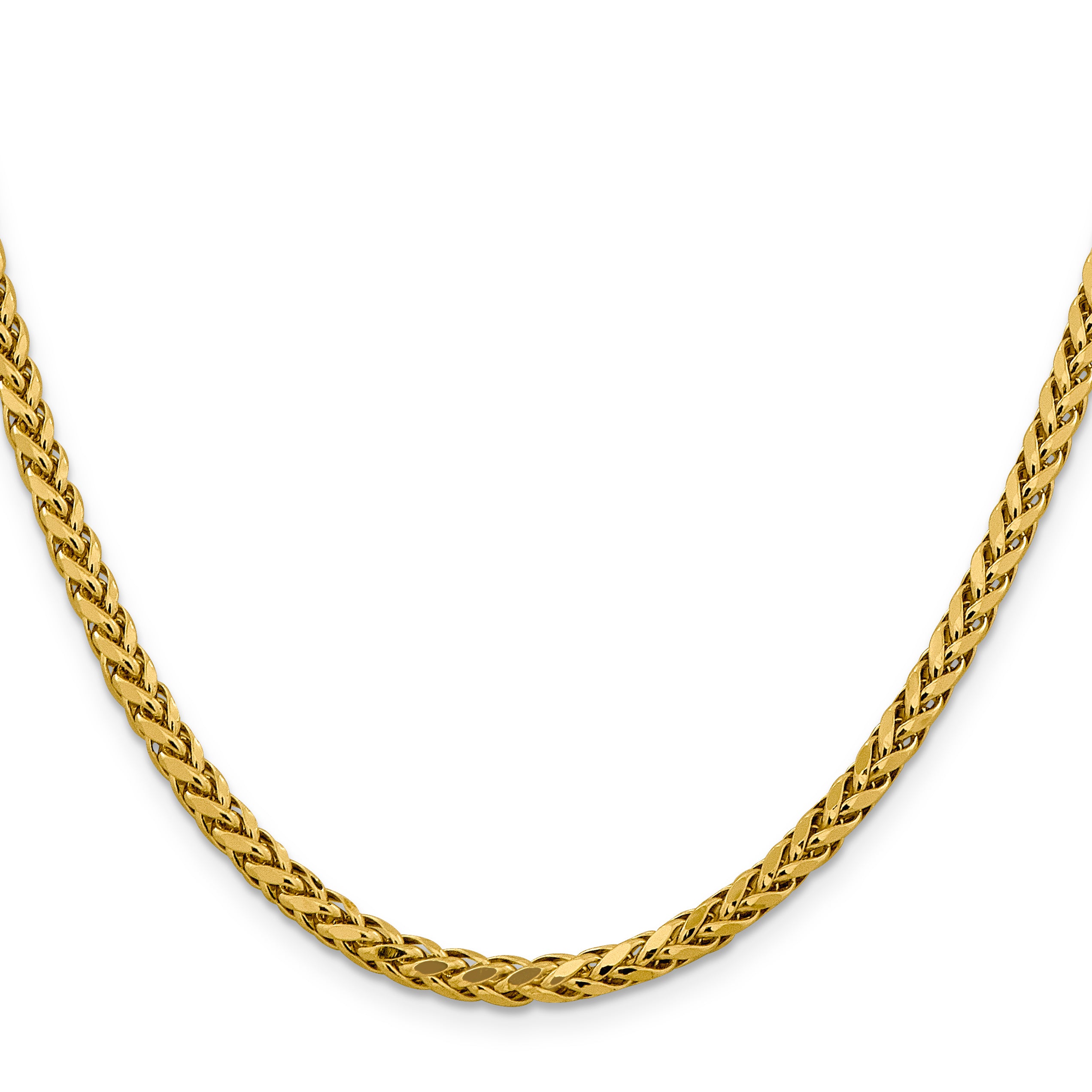 14K 18 inch 3.7mm Semi-Solid Diamond-cut Wheat with Lobster Clasp Chain Secondary image