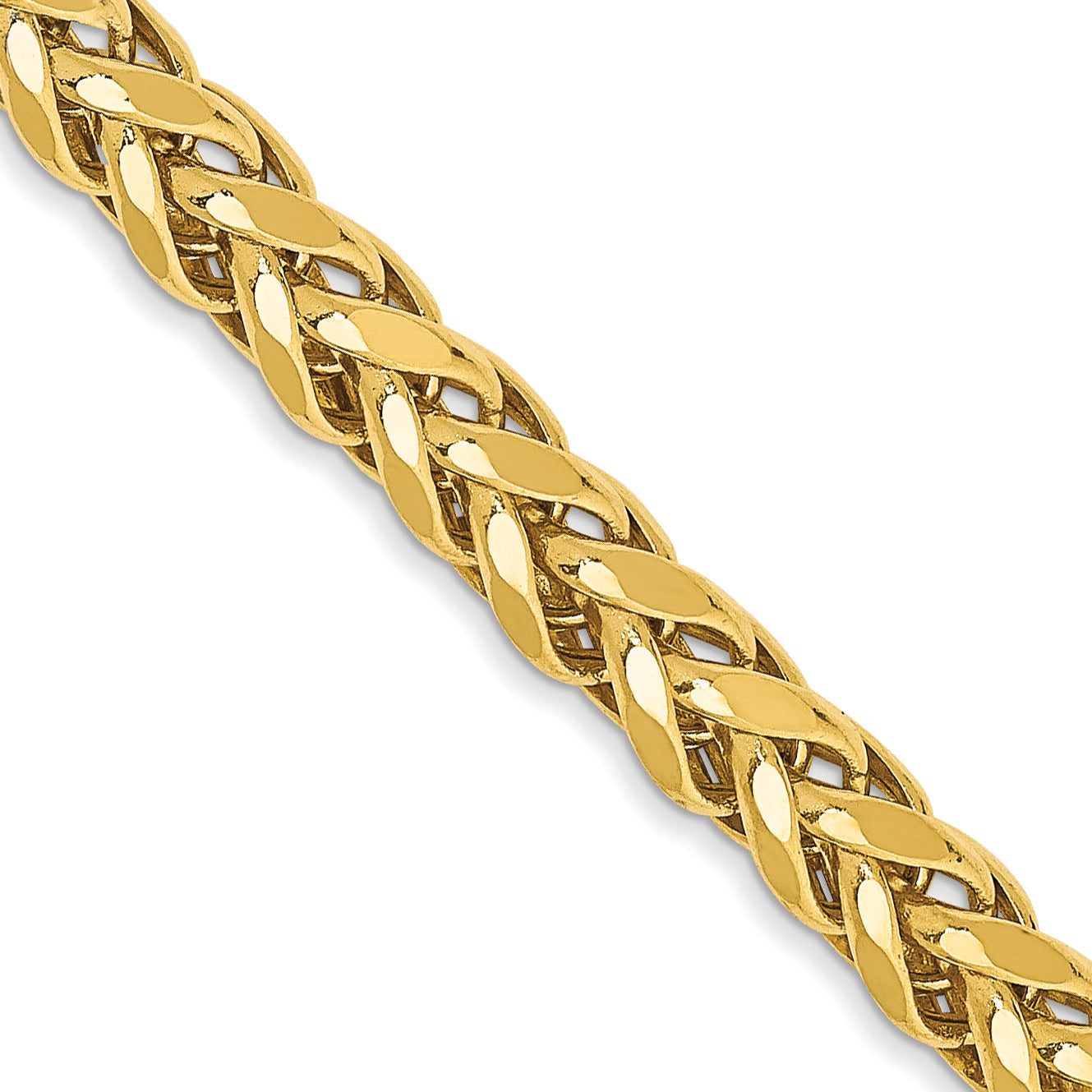 14K 24 inch 3.7mm Semi-Solid Diamond-cut Wheat with Lobster Clasp Chain Main image