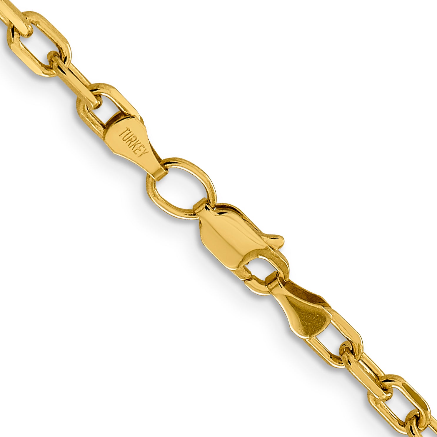 14K  26 inch 3.7mm Semi-Solid Diamond-cut Open Link Cable with Lobster Clasp Chain