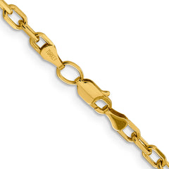 14K  26 inch 3.7mm Semi-Solid Diamond-cut Open Link Cable with Lobster Clasp Chain