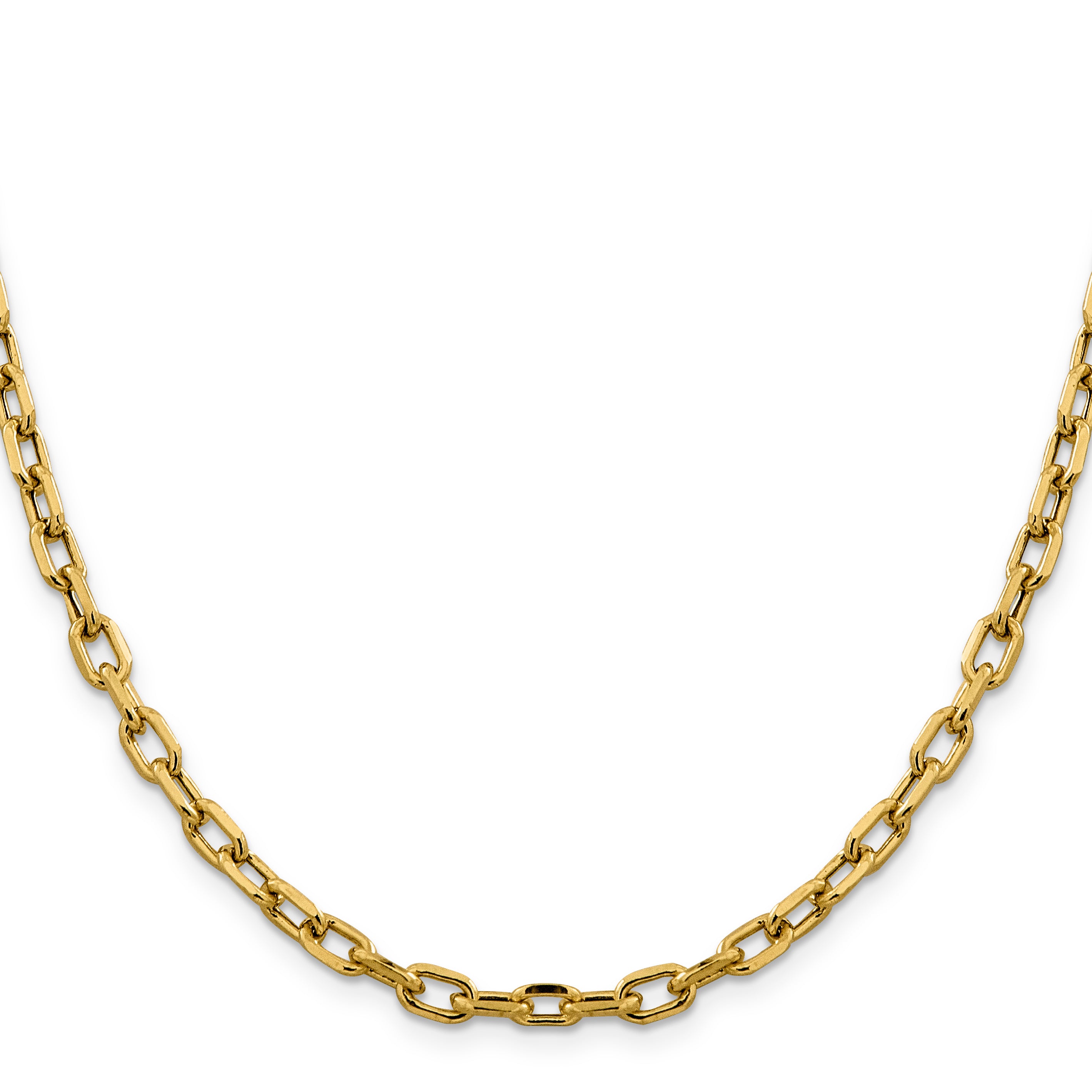 14K 26 inch 4.9mm Semi-Solid Diamond-cut Open Link Cable with Lobster Clasp Chain