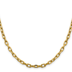 14K 26 inch 4.9mm Semi-Solid Diamond-cut Open Link Cable with Lobster Clasp Chain