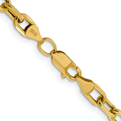 14K 26 inch 4.9mm Semi-Solid Diamond-cut Open Link Cable with Lobster Clasp Chain