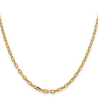 14K Yellow Gold 26 inch 3mm Semi-Solid Diamond-cut Open Link Cable with Lobster Clasp Chain