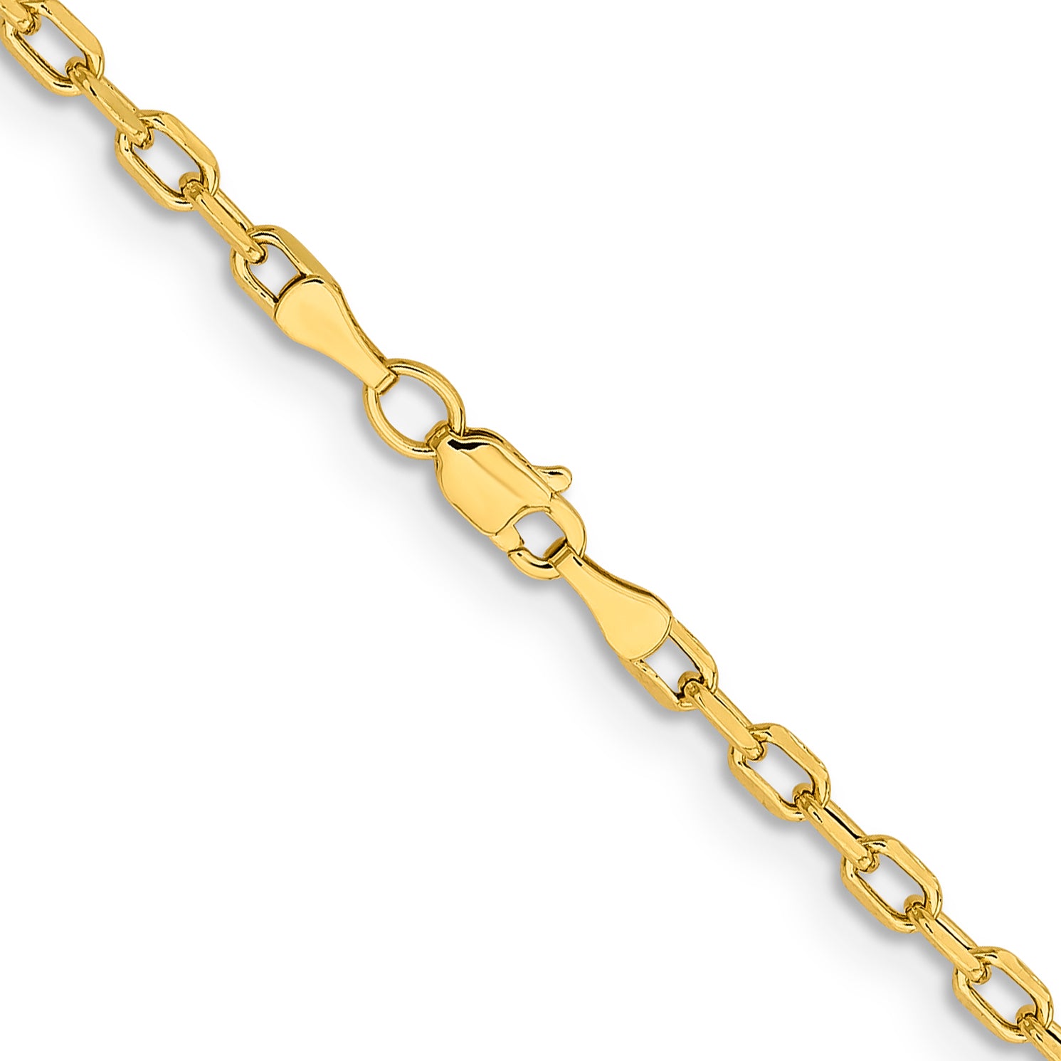 14K Yellow Gold 26 inch 3mm Semi-Solid Diamond-cut Open Link Cable with Lobster Clasp Chain