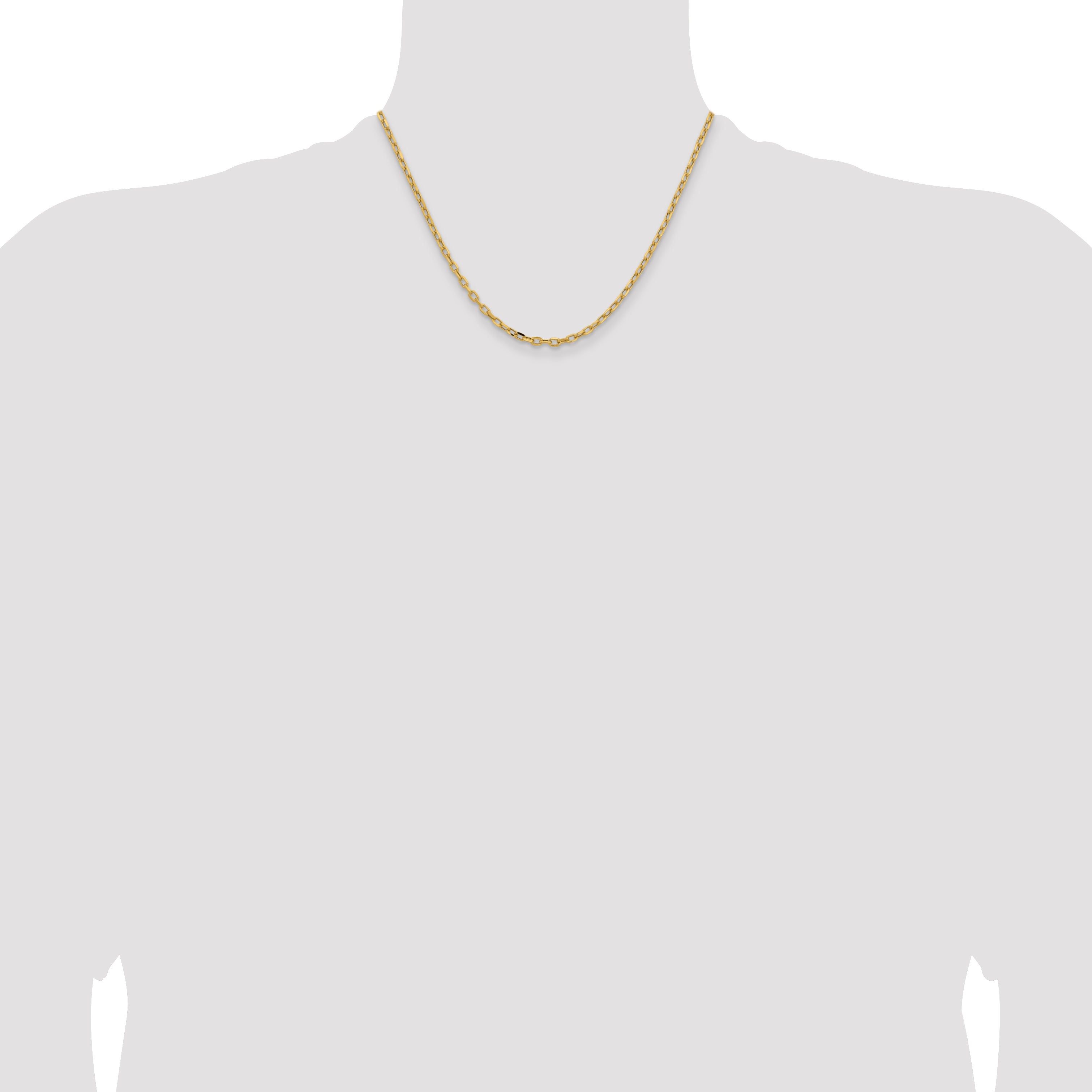 14K Yellow Gold 18 inch 3mm Semi-Solid Diamond-cut Open Link Cable with Lobster Clasp Chain