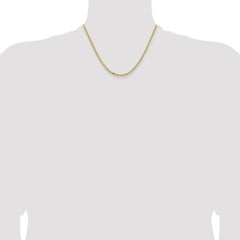 14K Yellow Gold 18 inch 3mm Semi-Solid Diamond-cut Open Link Cable with Lobster Clasp Chain