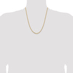 14K Yellow Gold 22 inch 3mm Semi-Solid Diamond-cut Open Link Cable with Lobster Clasp Chain